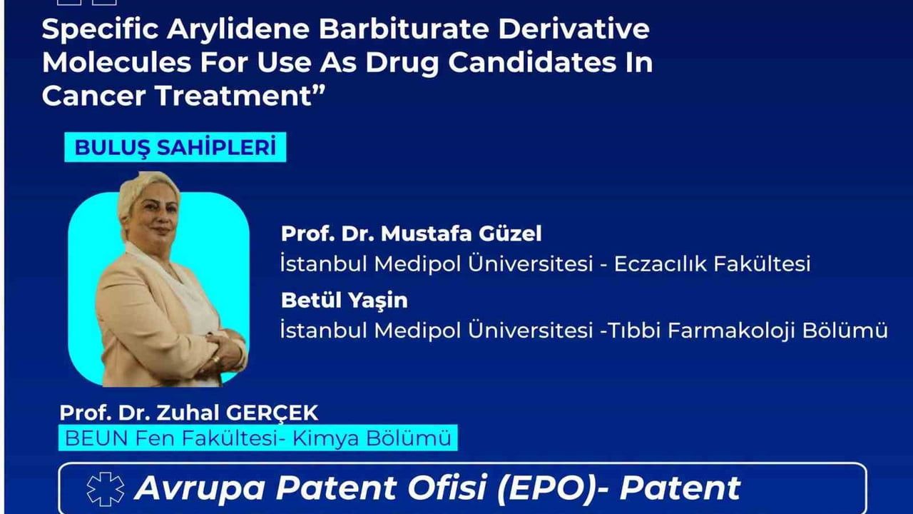 Beun öğretim üyesinin kanser ilacı adayına ilişkin Avrupa patent başvurusu tescillendi
