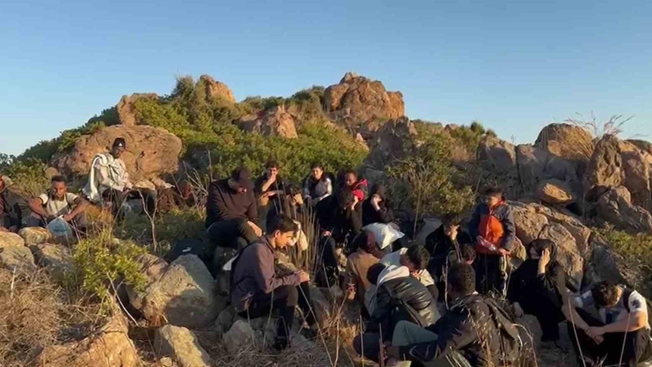 Bodrum'da 11'i çocuk 34 düzensiz göçmen kara üzerinde yakalandı