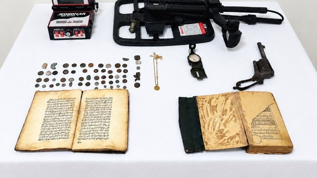 Bozüyük'te kaçakçılık operasyonu: 51 sikke, el yazmaları ve dedektör ele geçirildi