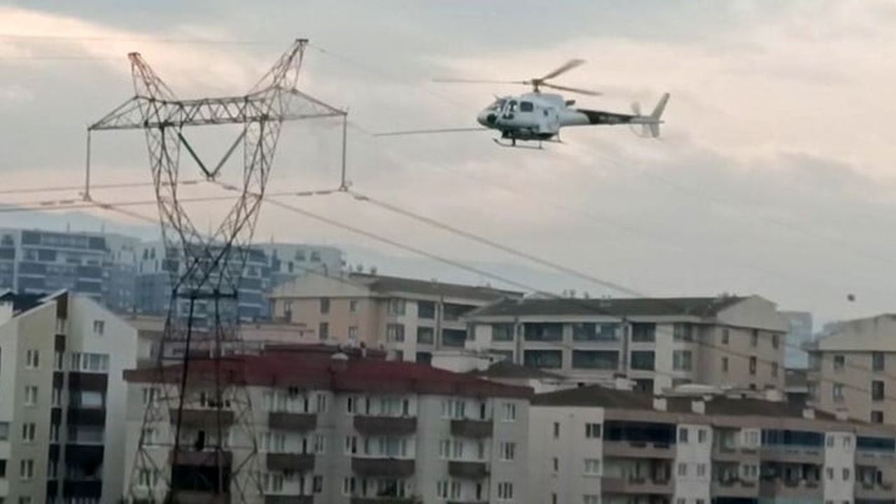 Bursa semalarında helikopterle bakım: iletim hatlarına havadan müdahale