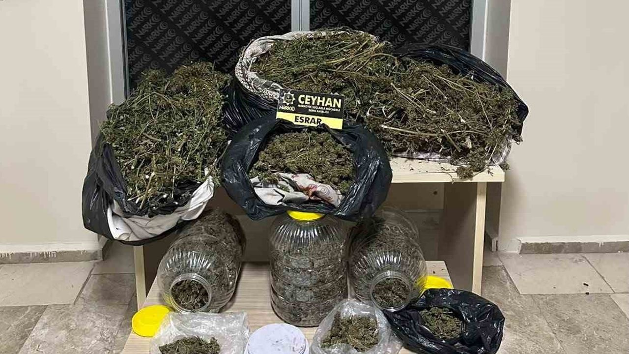 Ceyhan'da saklandığı adreste yakalanan 8 kilo 562 gram esrarla iki kişi tutuklandı