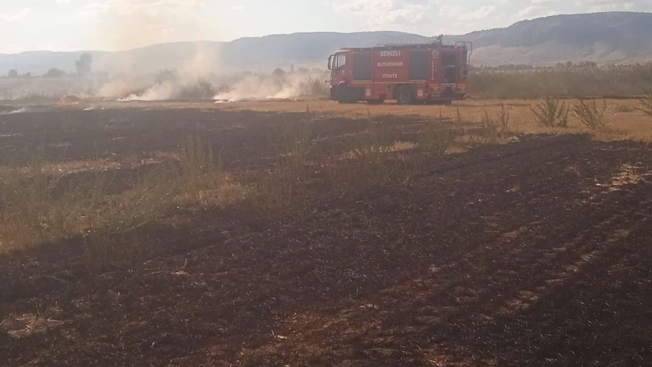 Çivril ovasında hızla müdahale edilen yangın söndürüldü