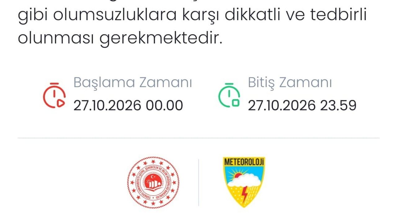 Denizli'de 27 ekimde sağanaklara karşı tedbir çağrısı