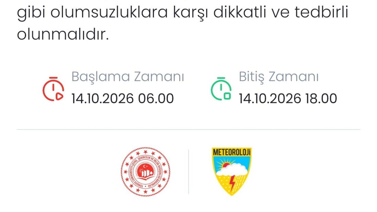 Denizli'de çarşamba günü kuvvetli sağanak ve su baskını riski