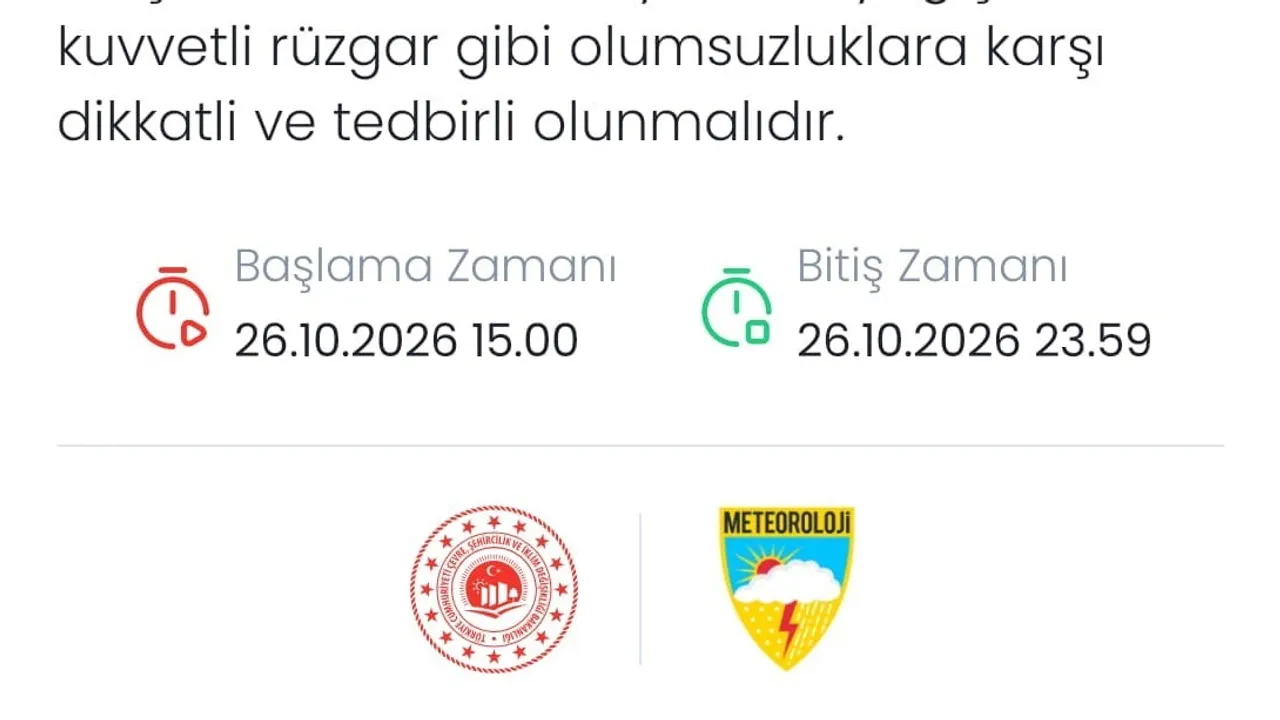 Denizli için pazartesi öğleden sonra gök gürültülü sağanak uyarısı