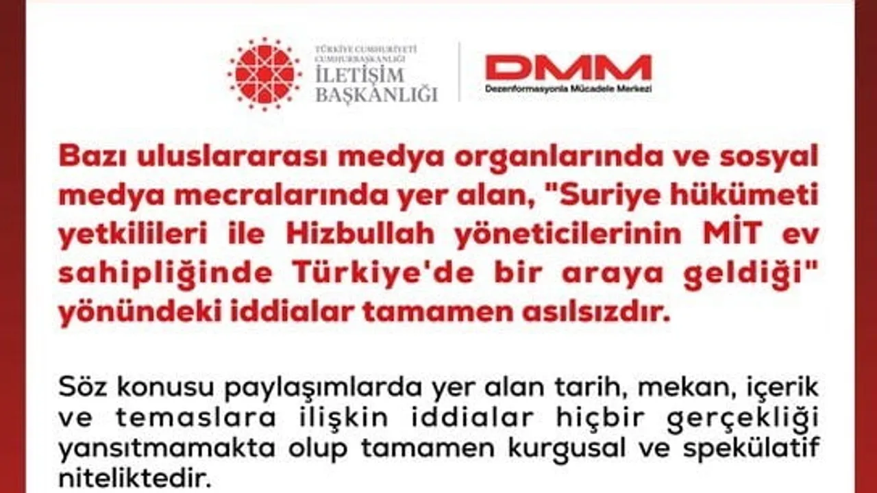 Dezenformasyonla Mücadele Merkezi yalanladı: MİT ev sahipliğinde görüşme iddiaları asılsız