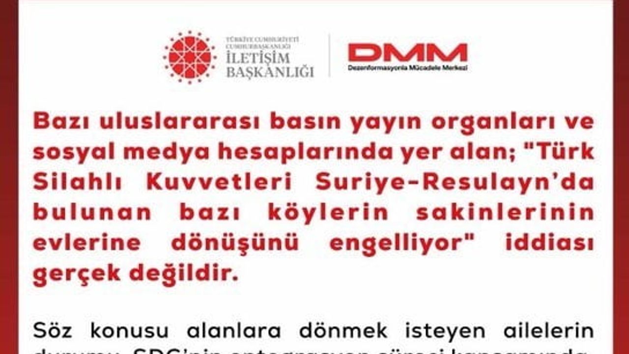 DMM Resulayn iddialarını yalanladı: dönüşler SDG ve ilgili kurumlarla koordine ediliyor