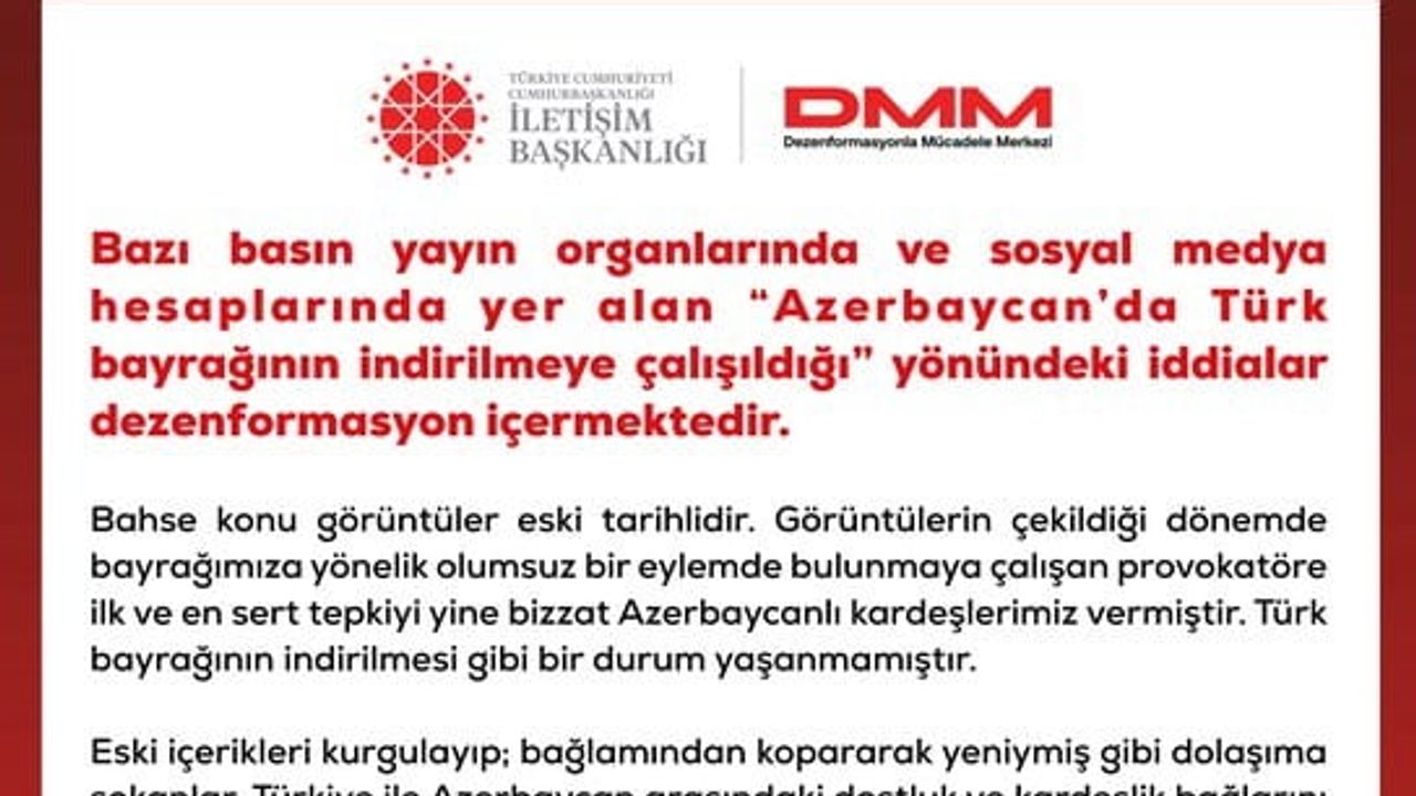 DMM uyardı: Azerbaycan'da Türk bayrağı iddiaları eski görüntülere dayanıyor