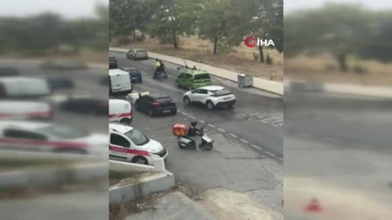 Edirne'de sabah sisinde kaygan zemin scooter sürücüsünün dengesini bozdu
