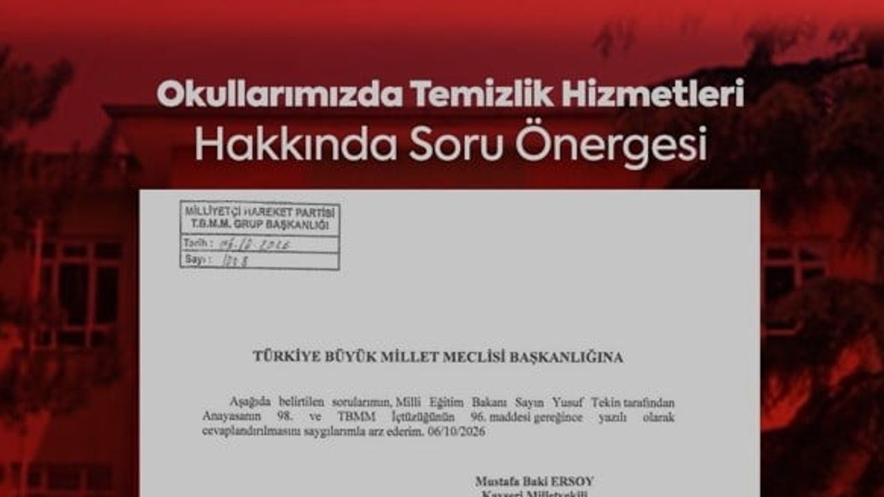Eğitimde hijyen gündemi: Baki Ersoy'dan Yusuf Tekin'e yazılı soru önergesi