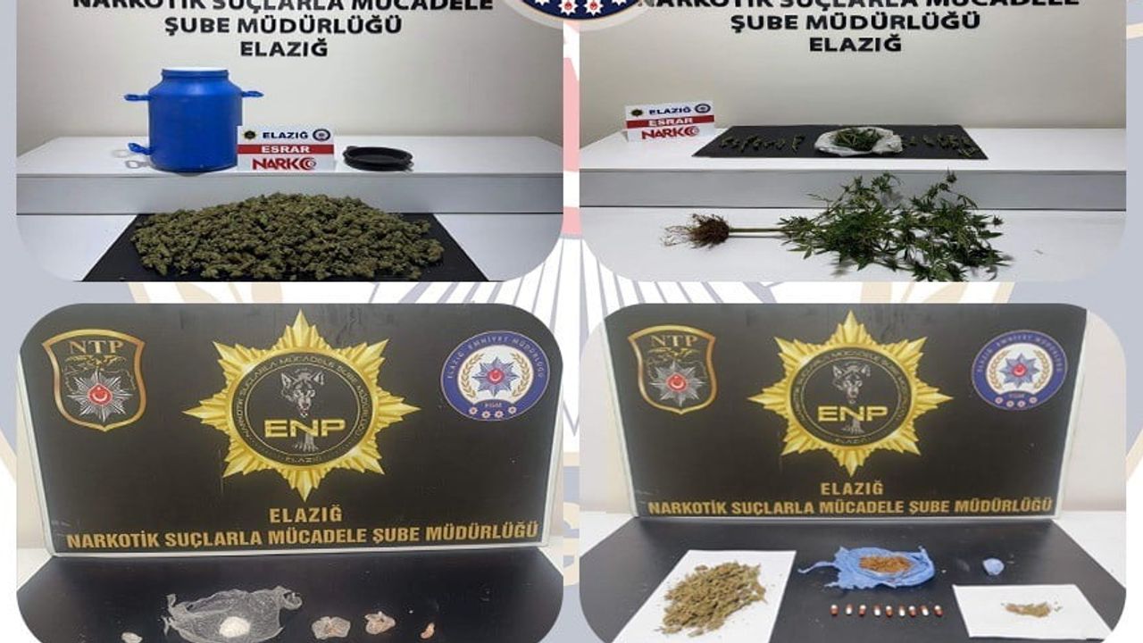 Elazığ'da uyuşturucu ağlarına darbe: tek seferde 1 kilo 738 gram yakalandı