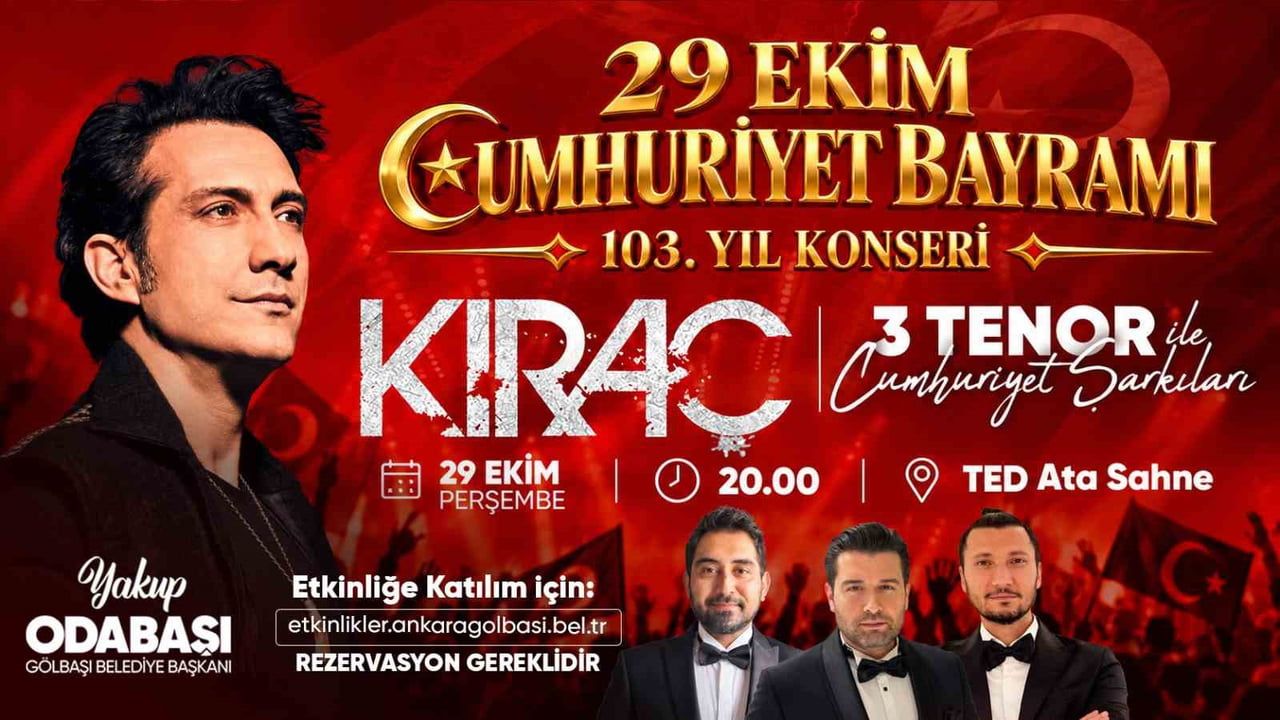 Gölbaşı'nda 29 ekimde müzikle coşku: Kıraç ve Cumhuriyet ezgileri