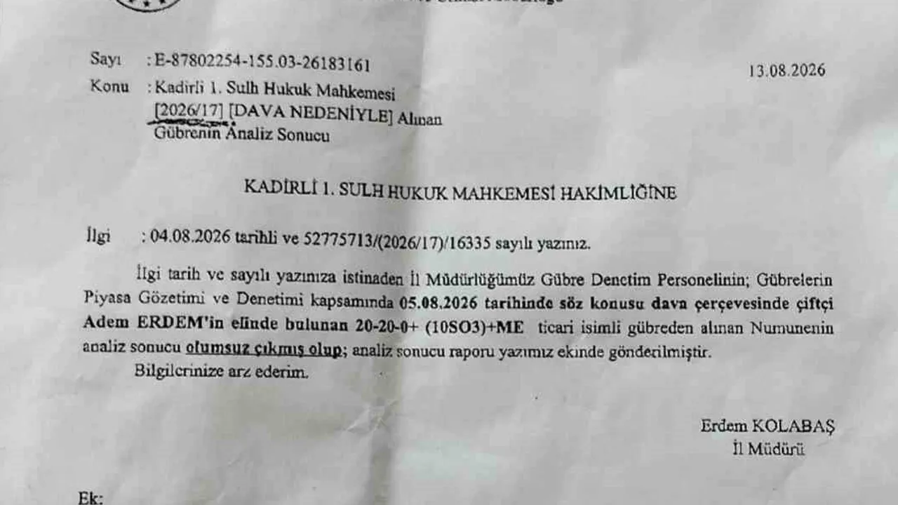 Gübre eksikliğine karşı hukuk mücadelesi: 87 dönüm için 1 milyon lira zarar iddiası