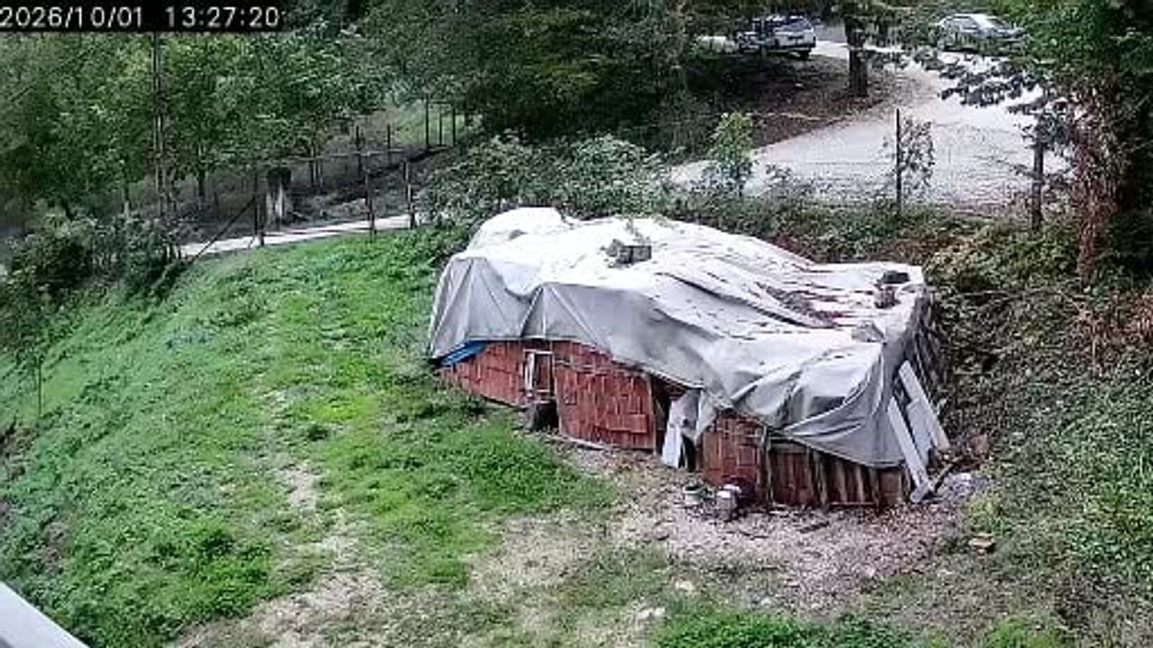 Güvenlik kamerası kaydetti: kamyonet park halindeki araca çarpıp bahçeye uçtu