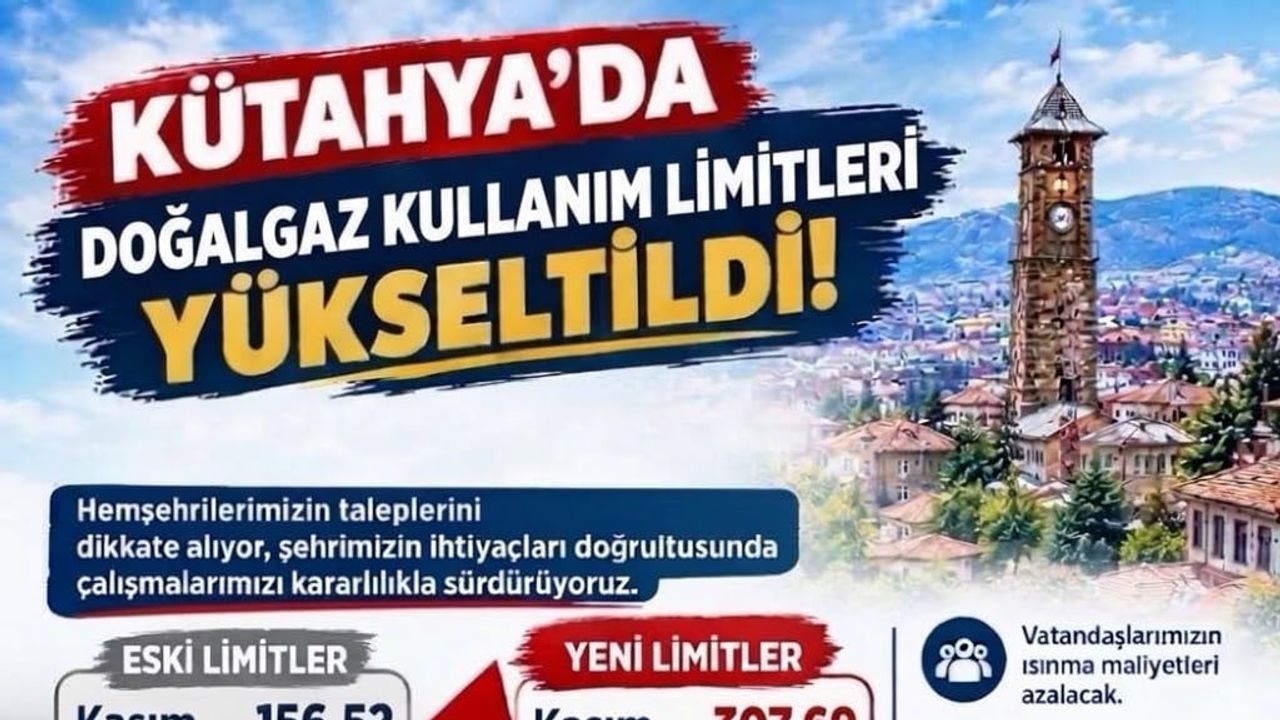 Kış yükünü hafifletmek için Kütahya'nın doğal gaz limitleri artırıldı