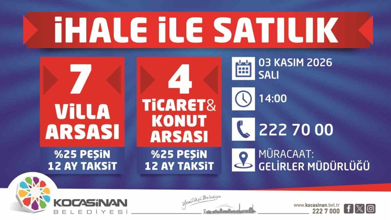 Kocasinan'da yatırım çağrısı: 11 arsa yüzde 25 peşinat ve 12 ay taksitle satışta