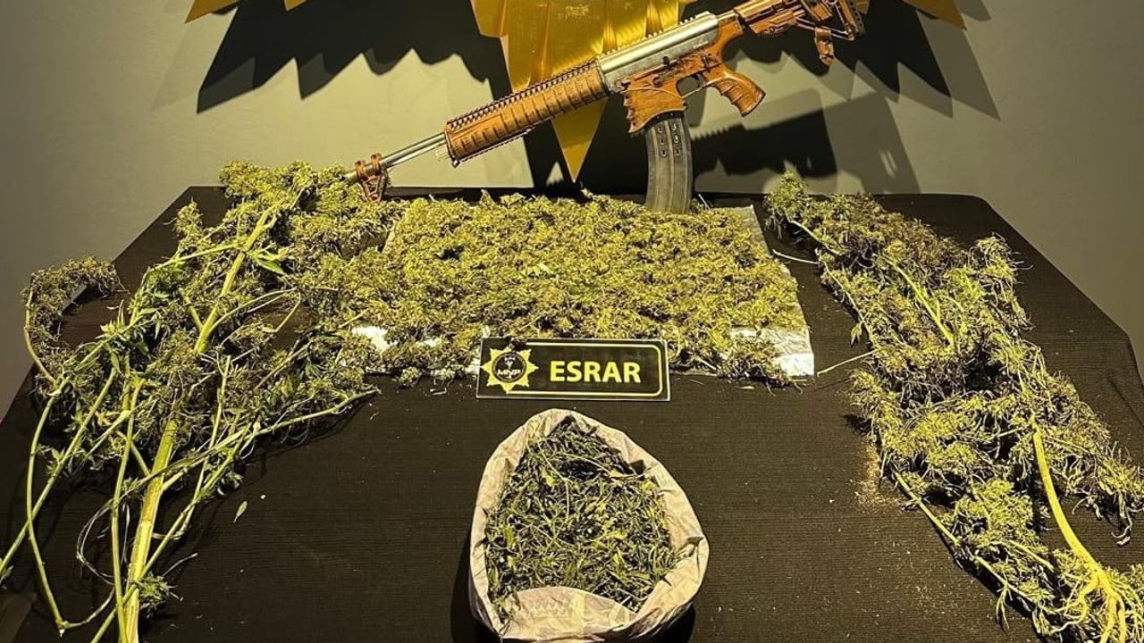 Malatya'da sokak satıcılarına yönelik baskında 2 kilo 50 gram esrar ve ruhsatsız tüfek bulundu