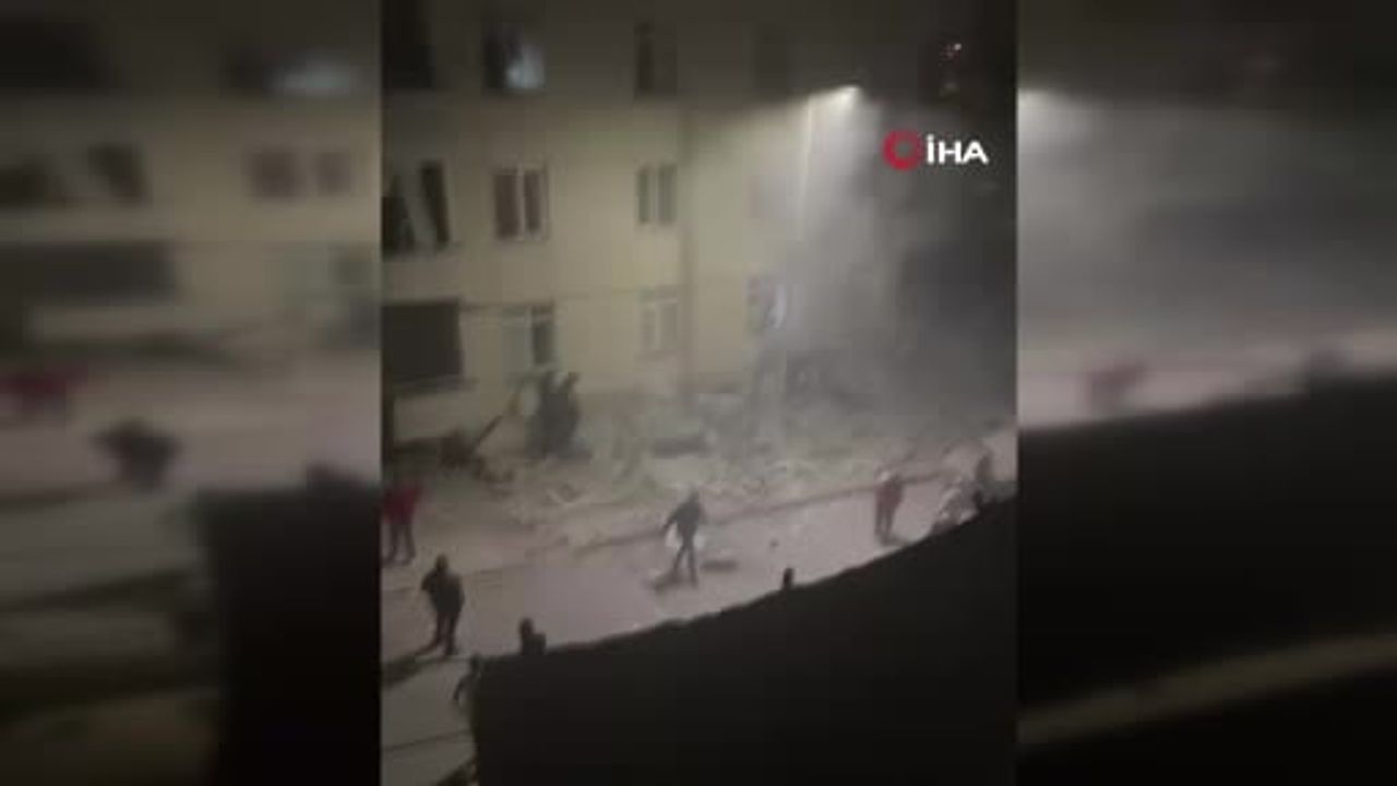 Maltepe'de erken saatlerde üç katın çöküş anları kamerada