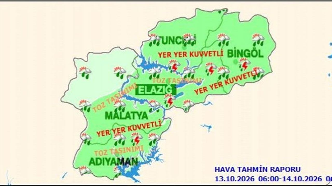 Meteorolojiden tunceli ve çevresi için kuvvetli yağış ve toz uyarısı