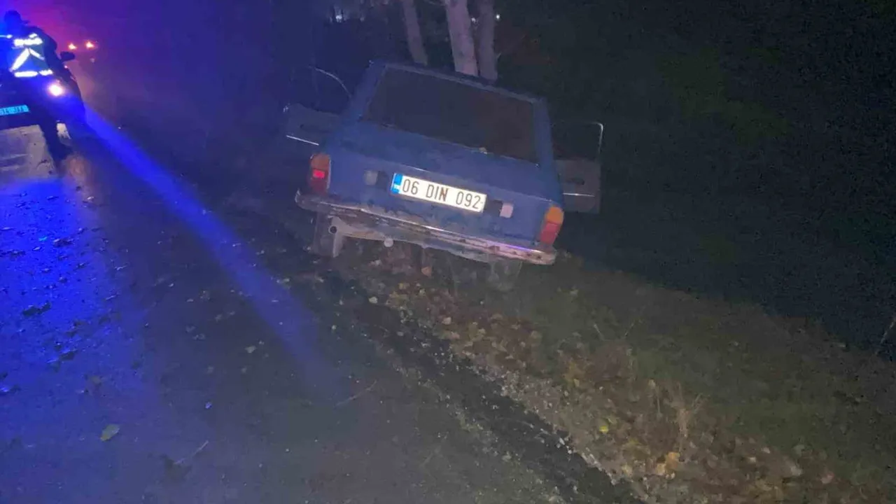 Mudurnu'da yol kenarındaki ağaca çarpan otomobilde bir yolcu ağır yaralandı
