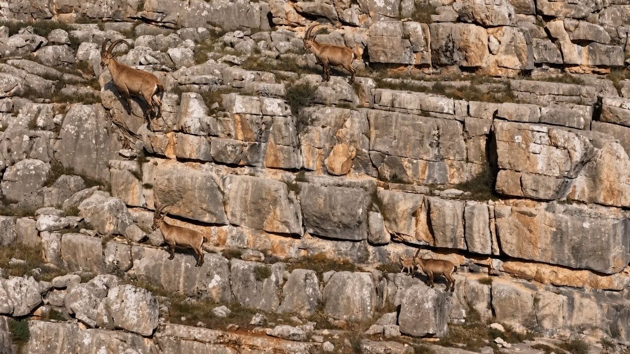 Munzur Dağları'nda sürü halinde dolaşan yaban keçilerinin hava görüntüleri