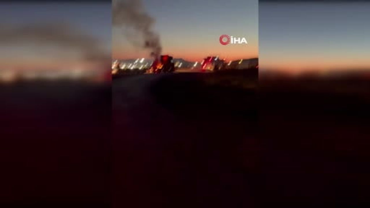 Nemport kavşağında tırın kupa bölümü alev aldı, itfaiye müdahalesi hasarı sınırladı