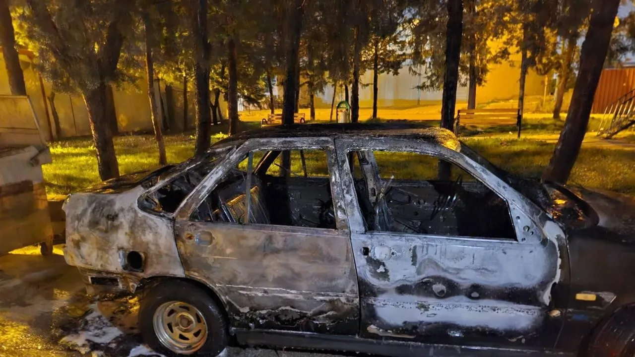 Park halindeki otomobil Narlıca'da küle döndü