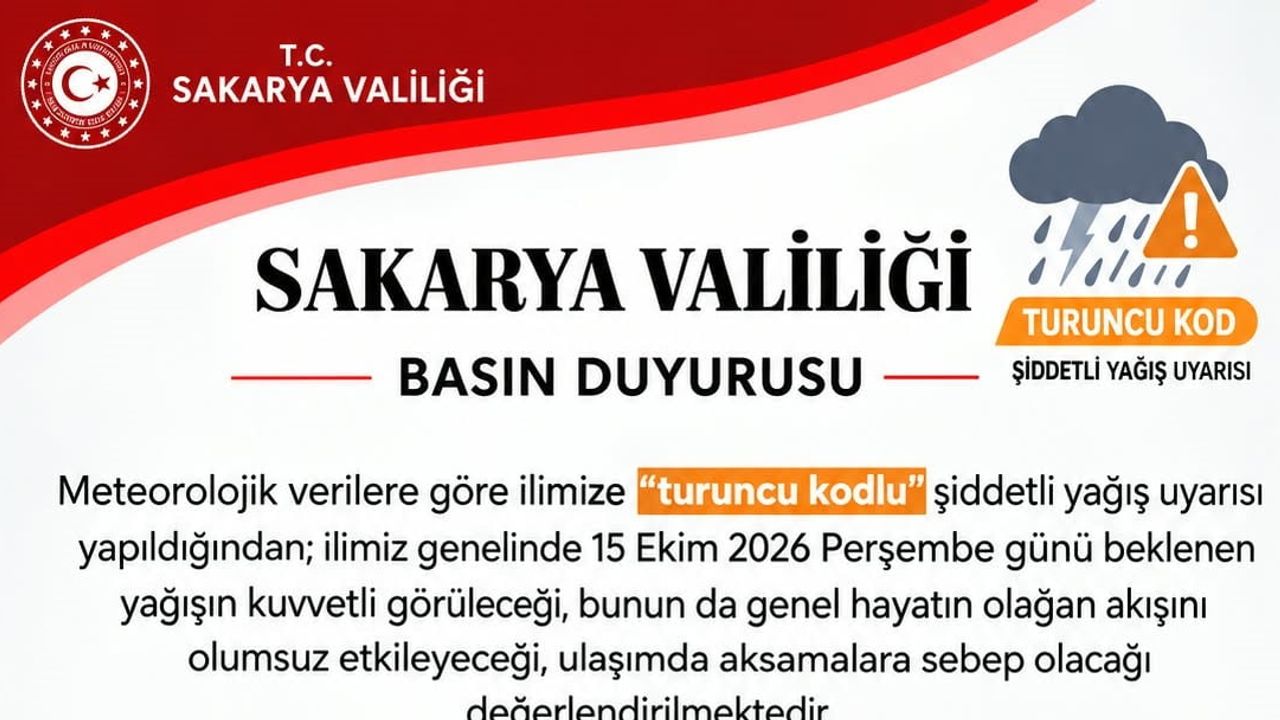 Sakarya'da turuncu kod uyarısıyla okullarda bir günlük ara