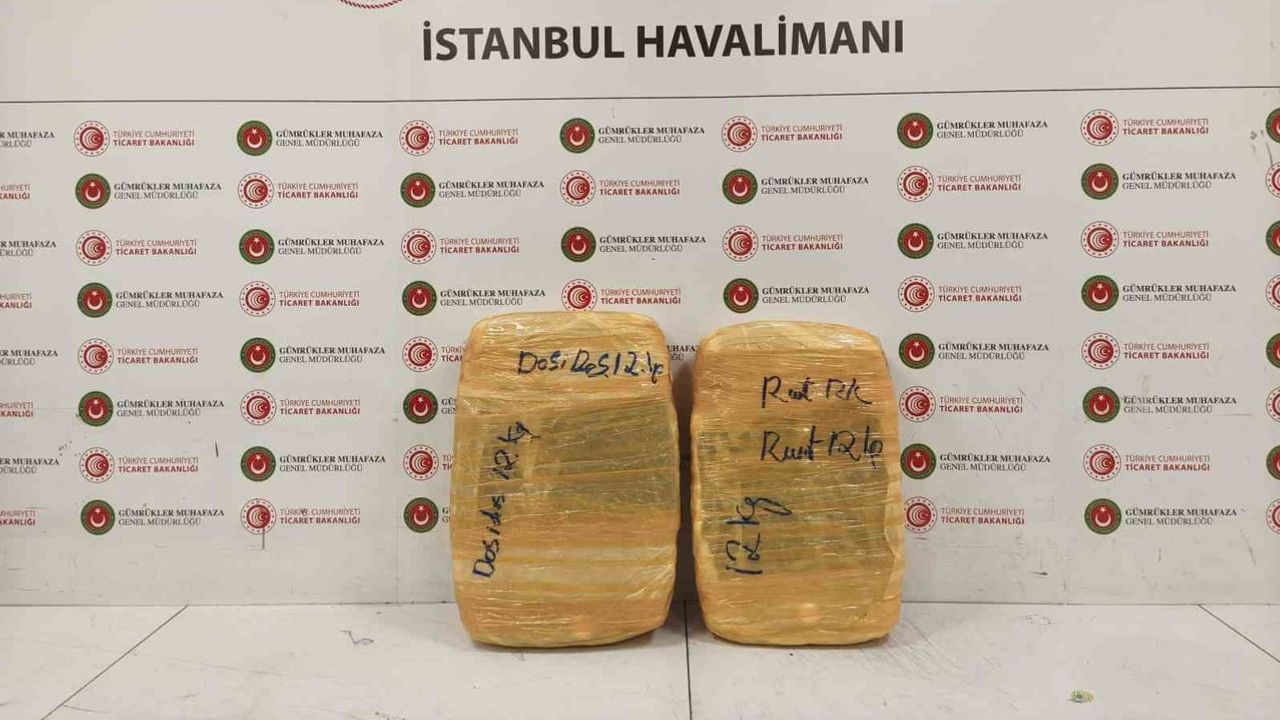 Seul aktarmalı rota üzerinden İstanbul'a gelen bagajda 25 kilo esrar ele geçirildi