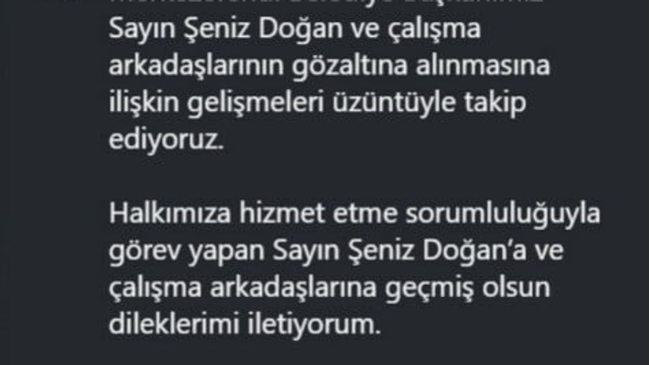 Tavas'ta Tatık'tan açıklama: Şeniz Doğan'ın gözaltısı üzüntüyle karşılandı