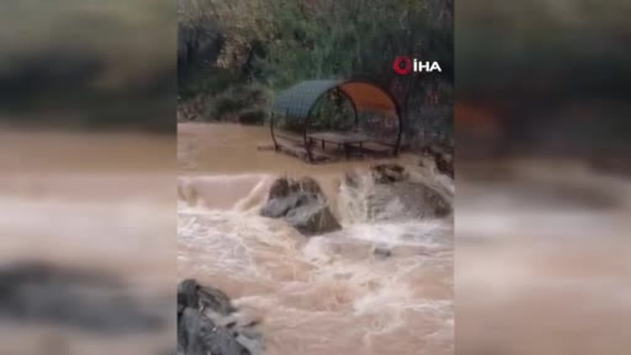 Teke Deresi coştu, Palu'da bank ve kamelyalar sürüklendi