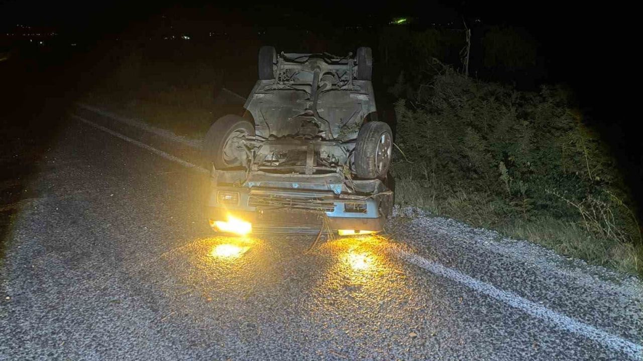 Virajı alamayan otomobil takla attı, sürücü yara almadan kurtuldu
