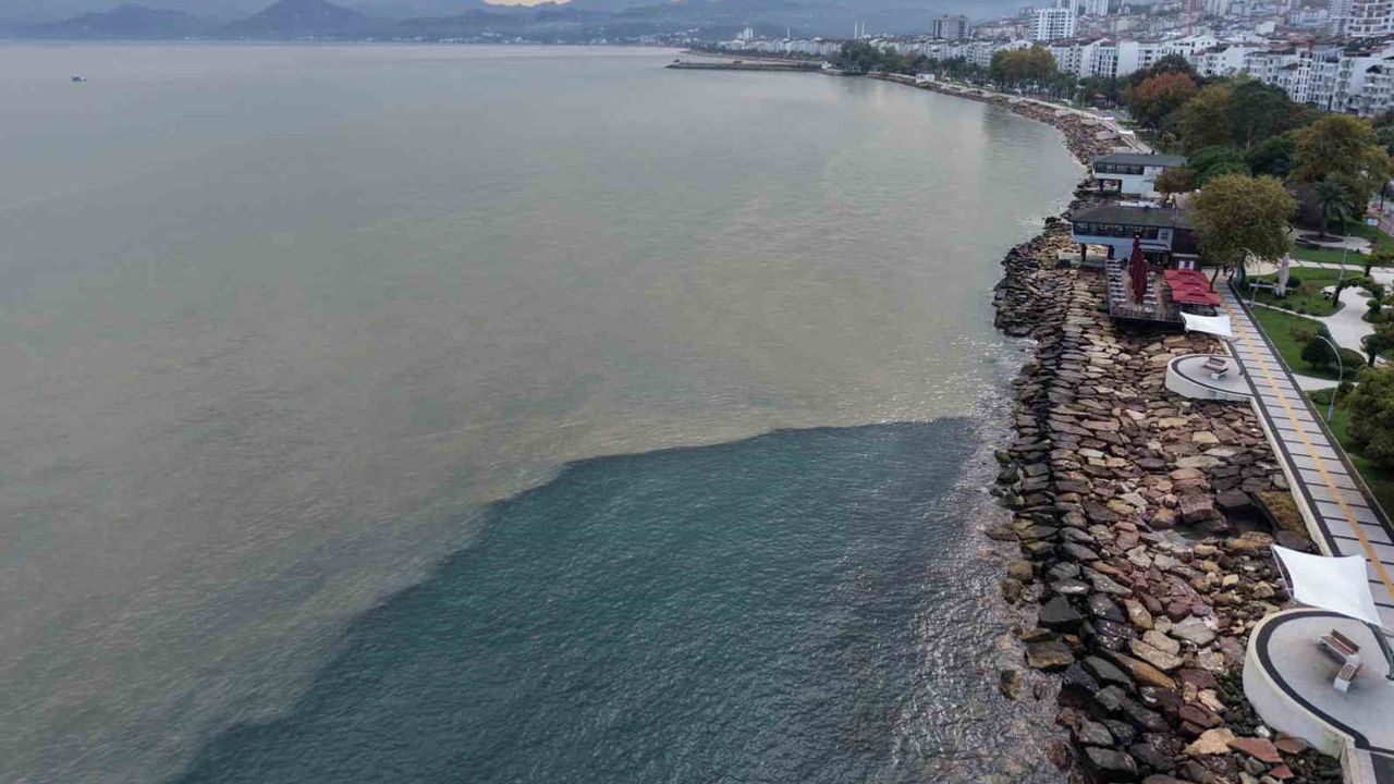 Yağışların ardından Fatsa kıyılarında Karadeniz'in tonları değişti