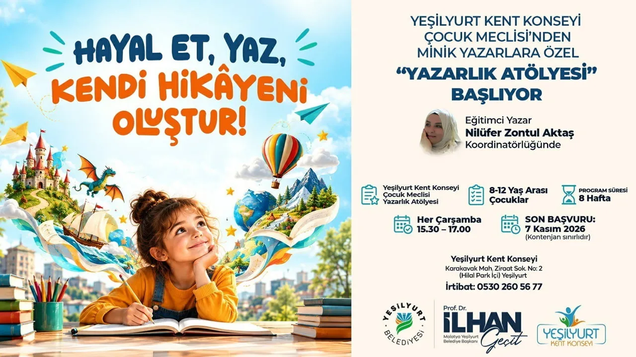 Yeşilyurt'ta minik yazarlar için 'hayal et, yaz' atölyesi başlıyor