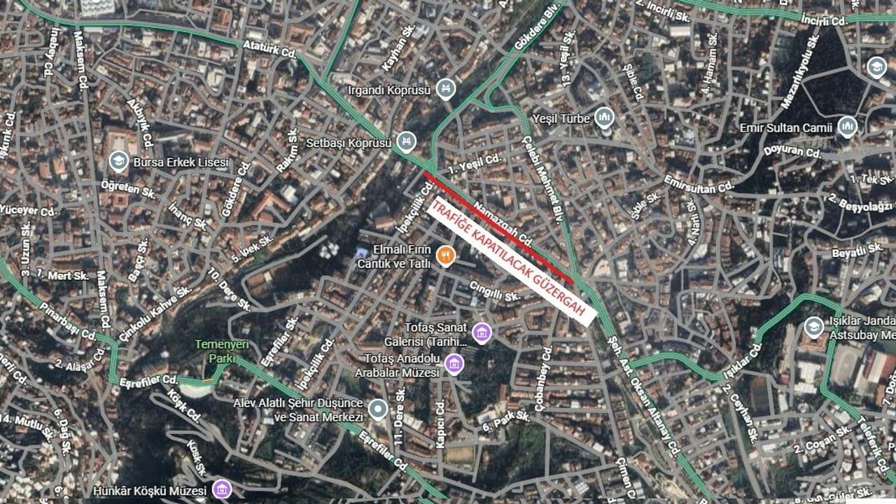 Yıldırım’da Namazgah Caddesi'nde gece asfalt çalışması nedeniyle trafik kısıtlaması