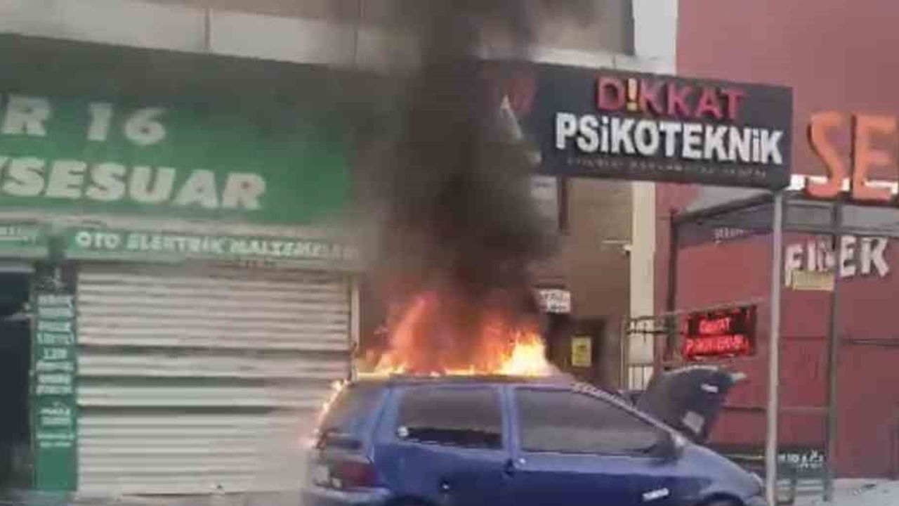 Yıldırım'da park halindeki otomobil alev aldı, inceleme başlatıldı