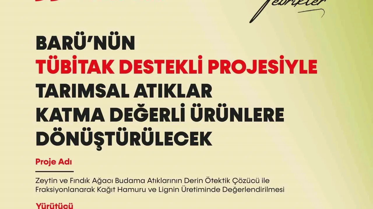 Zeytin ve fındık budama atıkları derin ötektik çözücüyle katma değere dönüştürülüyor