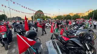 Gaziantep'te Motosiklet Sürücüleri İsrail'i Protesto Etti