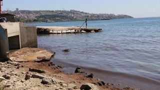 Tekirdağ Sahilinde Kuvvetli Rüzgarla Kırmızı Yosun Birikti