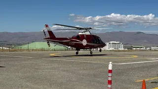 Erzurum'da ambulans helikopterle nakledilen 67 yaşındaki kalp krizi hastası anjiyo için hastaneye ulaştırıldı