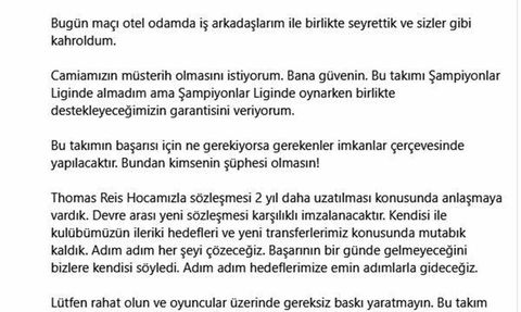 Samsunspor Başkanı Yüksel Yıldırım: Thomas Reis ile 2 yıllık sözleşme yenilenecek
