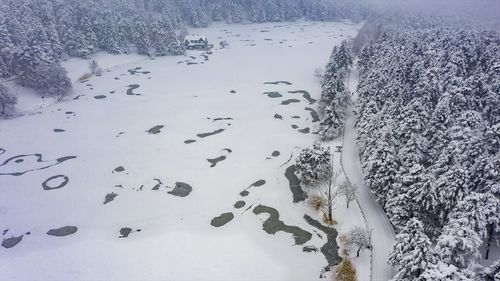 Bolu Gölcük Tabiat Parkı ve Keltepe Kayak Merkezi'nde Kar Manzarası