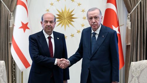 Cumhurbaşkanı Erdoğan, KKTC Cumhurbaşkanı Tatar ile Görüştü