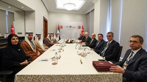 TBMM Başkanı Numan Kurtulmuş, BAE Federal Ulusal Konseyi Başkanı Saqr Ghobash ile Bir Araya Geldi