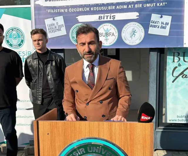 Balıkesir Üniversitesi öğrencilerinden 'Filistin’e Özgürlük Koşusu' ile Gazze'ye destek