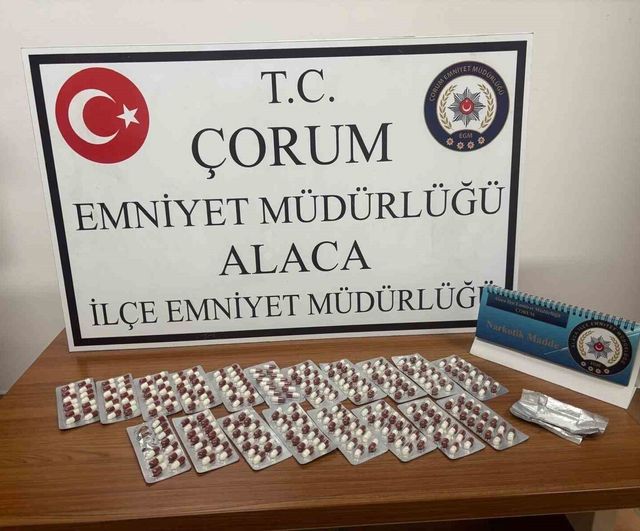 Çorum Alaca'da 266 sentetik ecza hapı ve 1.59 g metamfetamin ele geçirildi: 1 gözaltı
