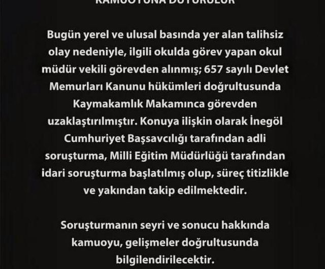 İnegöl'de okul müdürü bayrak töreninde öğrenciye şiddet iddiasıyla savcıya ifade verdi