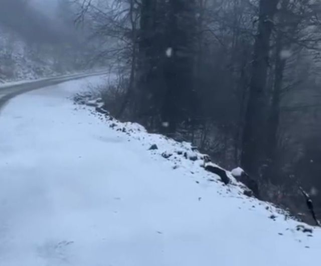 Kartepe'de kar yağışı devam ediyor; zirvede kartpostallık manzaralar oluştu