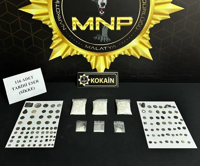 Malatya'da torbacı operasyonu: 167 gram kokain ve 116 tarihi sikke ele geçirildi, 1 tutuklama