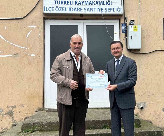 Sinop İl Özel İdaresi personeline teşekkür belgesi verildi